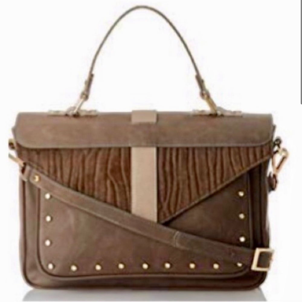 Laura Vela Olive Tan Brown Leather Crossbody Bag